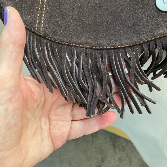 Vintage Polo Ralph Lauren Bag /Suede/Fringed/Saddlebag Style/Chocolate Brown - Picture 10 of 10